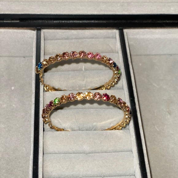 Brand New Multi-Color Rhinestone Hoops medium size - Picture 2 of 8